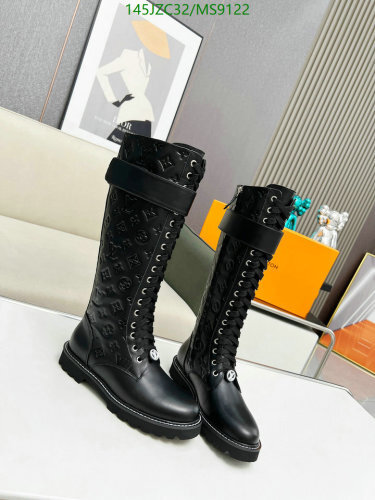 Louis Vuitton Black Leather Lace-Up Knee-High Boots - Women's Size EU35-42