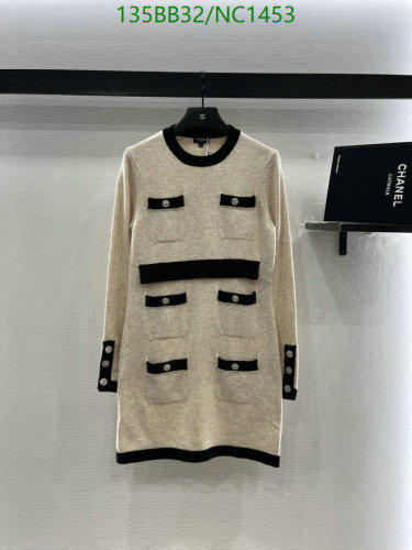 Chanel Cashmere Mini Dress - Elegant Knit Dress with Contrasting Trim