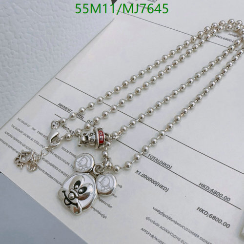 Dior Silver-Tone Brass Necklace With Mickey Mouse Pendant, 40/45cm