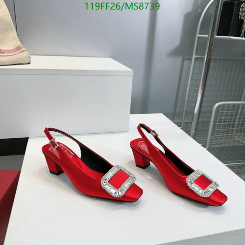Roger Vivier Women's Red Sheepskin Slingback Pumps with Crystal Buckle