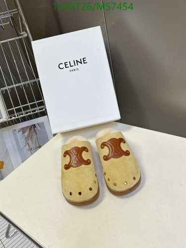 Celine Women's MS7454 Suede & Wool Clog Slippers - Comfortable and Stylish