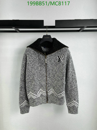 Louis Vuitton Grey Cotton Blend Zip-Up Cardigan with Jacquard Details