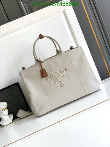 Prada Beige Canvas Tote Bag, 43 x 30 x 20 cm - Model 2VG131, Stylish and Durable