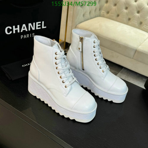 Chanel White Sheepskin Lace-Up Platform Ankle Boots, Women Shoes