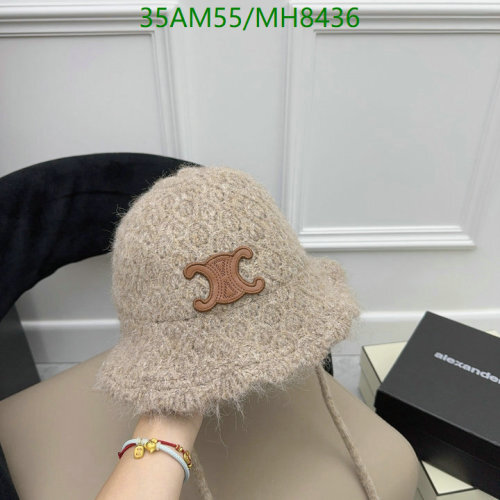 Celine Cap Hat, Warm Wool Bucket Hat with Logo, Cozy Winter Fashion
