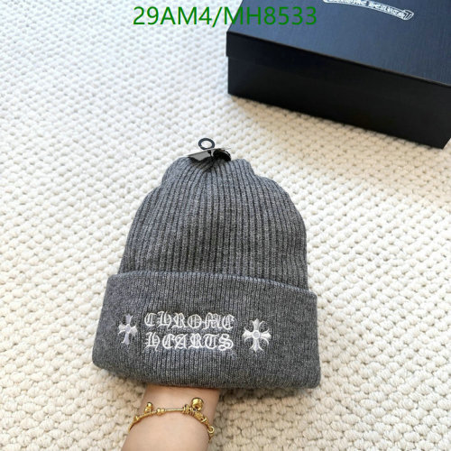 Chrome Hearts Knit Beanie Hat - MH8533, Embroidered Logo, Gray/White 4 Chrome Hearts Knit Beanie Hat - MH8533, Embroidered Logo, Gray/White