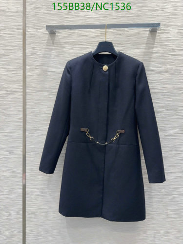 Louis Vuitton Single-Breasted Wool-Blend Coat with Chain Detail in Navy Blue