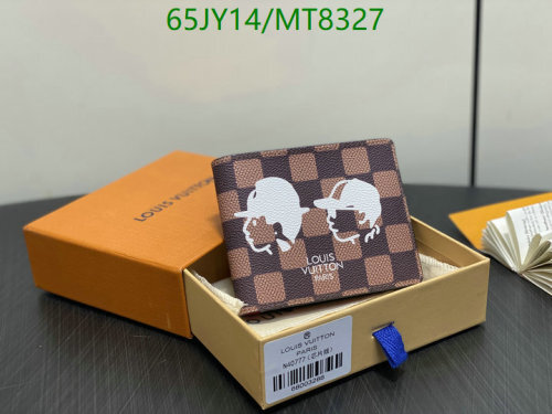 Louis Vuitton Men's Wallet Brown Leather Damier Ebene with Cartoon Figures