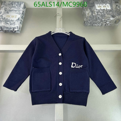 Dior Kids' Navy Blue Knit Cardigan with Embroidered Logo, Sizes 100-160