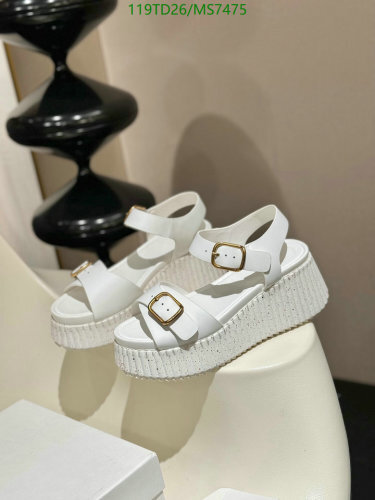 Chloé Women's White Leather Platform Sandals with Adjustable Buckle Strap