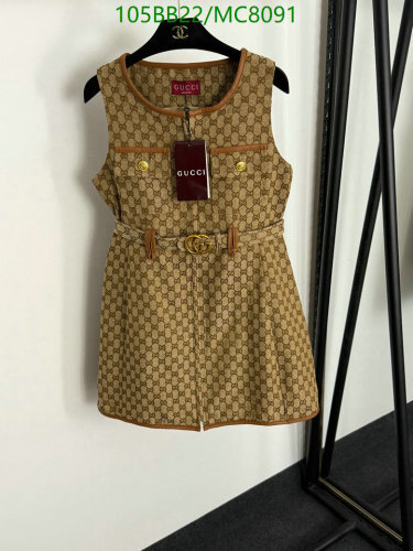 Gucci Sleeveless Mini Dress Brown Cotton Blend with Belt and Gold Hardware