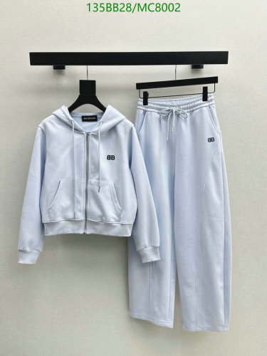 Balenciagaa Women's Cotton Full Zip Hoodie and Jogger Set - Sky Blue