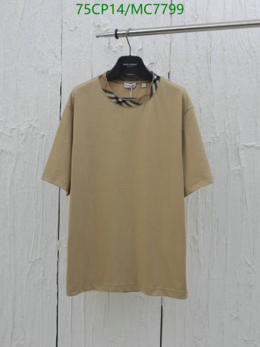 Burberry Relaxed Fit T-Shirt With Check Collar Cotton Casual Top