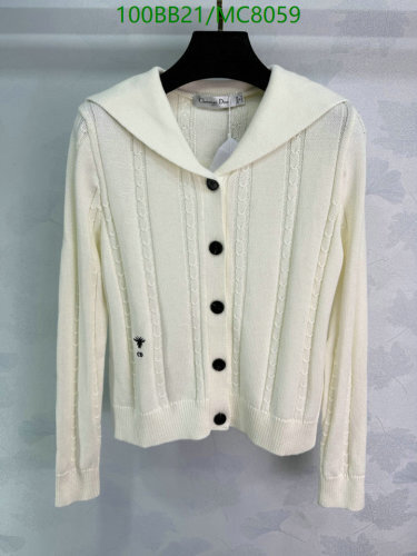 Dior Cream Wool Knit Cardigan with Collar, Elegant Button Down Sweater