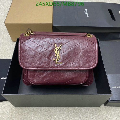 Yves Saint Laurent Niki Baby Chain Bag in Burgundy Leather, 28 cm