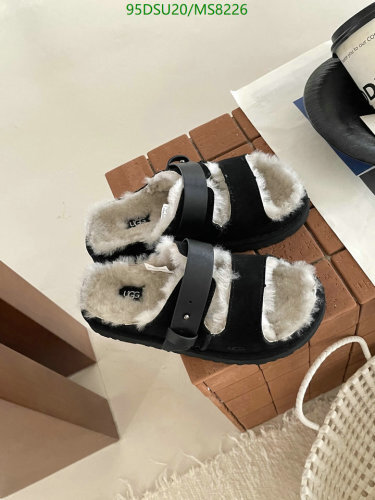 UGG Women's Black Wool Shearling Lined Sandal with Adjustable Straps