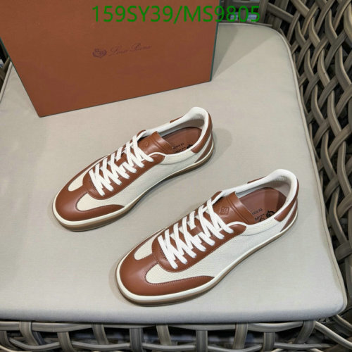 Loro Piana Men's Brown & White Leather Lace-Up Sneakers - MS9805