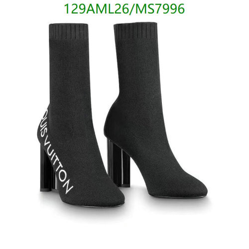 Louis Vuitton Women's Black Sock Boots, Sheepskin Leather Sole, Heel Height 10cm