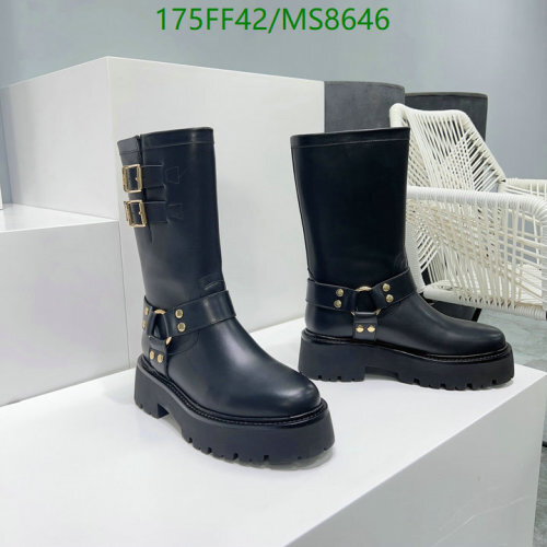 Women's Cowhide Leather Motorcycle Boots with Buckle Detail - EU35-40