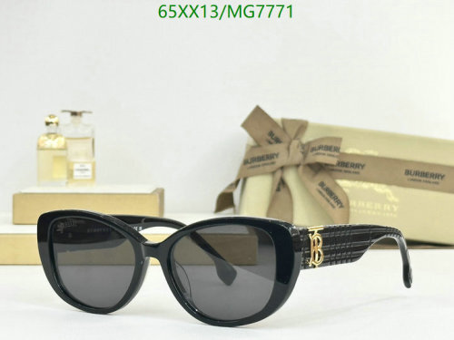 Burberry MG7771 Cat Eye Sunglasses | Black Frame, Gray Lens, Gold Logo