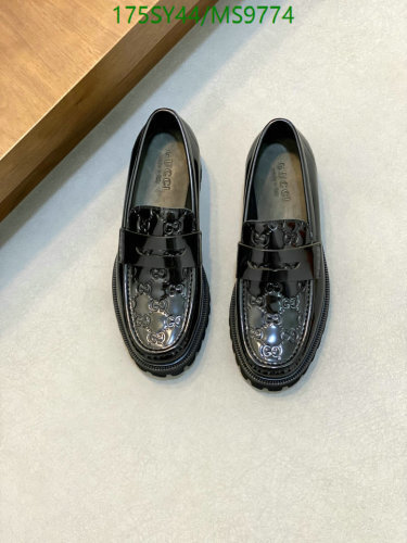 Gucci Men's Black Leather Loafers with Embossed GG Pattern - EU Sizes 38-45