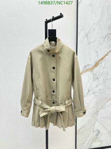 Celinee Women's Cotton-Blend Pleated Jacket with Belt - Elegant & Stylish