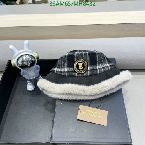 Burberry Plaid Bucket Hat with Faux Fur Trim - Warm and Stylish