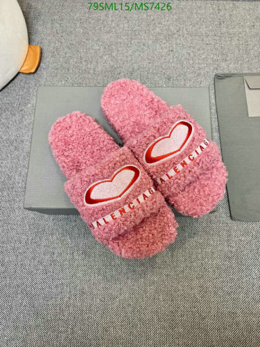 Balenciaga Women's Pink Wool Heart Logo Slides MS7426 (EU35-41)
