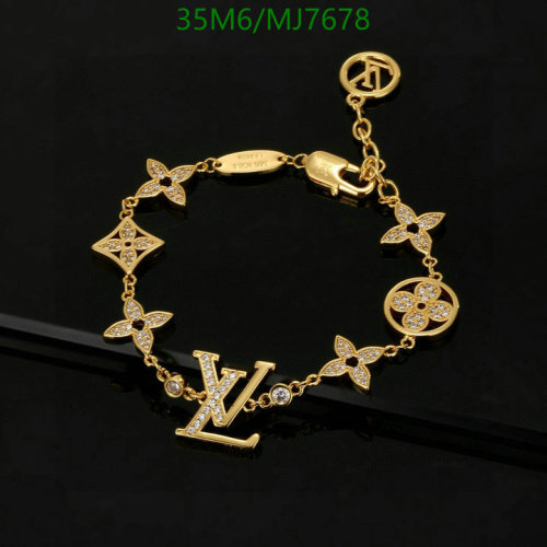 Louis Vuitton Gold-Tone Charm Bracelet with Crystal Accents MJ7678