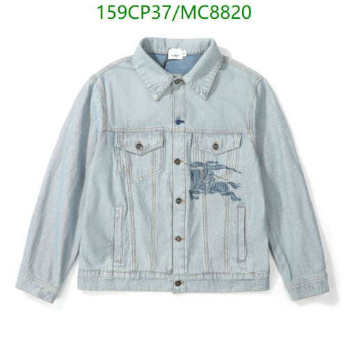 Burberry Light Blue Denim Jacket with Equestrian Knight Design - Sizes M-XL