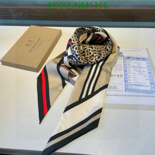 Burberry Scarf Silk Blend with Iconic Monogram & Stripe Detail - 8x180cm