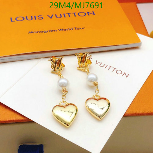 Louis Vuitton Gold Heart Pearl Drop Earrings | Designer Jewelry for Women