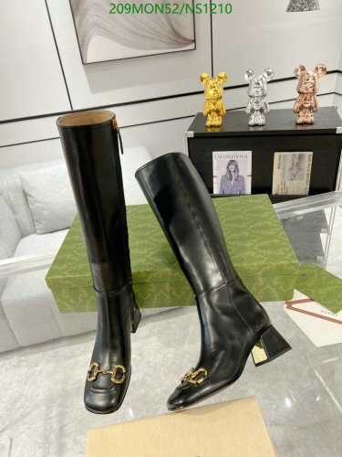 Elegant Women's Knee High Boots with Gold Hardware and Leather Sole, Black