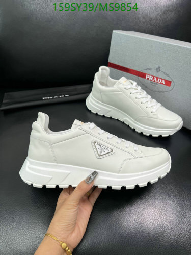 Prada Men's White Leather Low-Top Sneakers MS9854, Size EU38-45