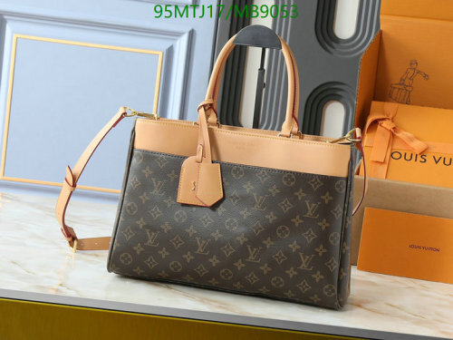 Louis Vuitton Brown Coated Canvas Leather Trimmed Tote Bag 38.5 x 24 x 15 cm
