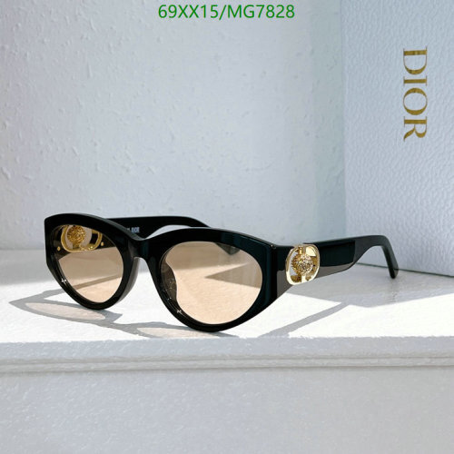 Dior MG7828 Black Frame Cat Eye Sunglasses with Gold Logo - 56-20-135