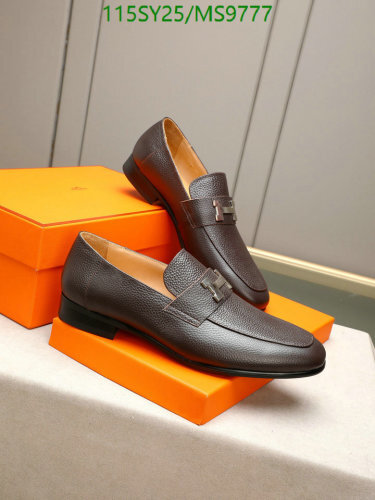 Hermès Men's Brown Cowhide Leather Loafers with Metal H Logo - EU 38-45