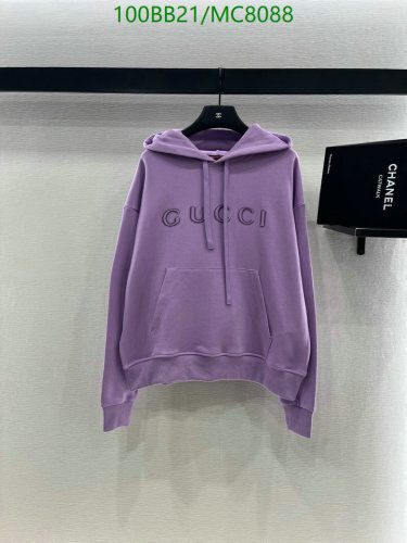 Gucci Women's Purple Cotton Hoodie with Embroidered Logo - Casual Style