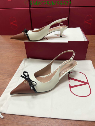 Valentino Women's Slingback Pumps Pointed Toe Bow Decor MS9672 Leather Shoes