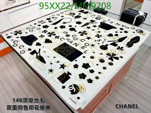 Elegant Chanel Silk Wool Scarf, 140x140cm - Timeless Style and Luxury