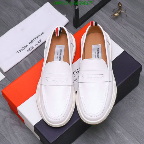 Thom Browne White Leather Penny Loafers, Classic Style, EU Size 38-45