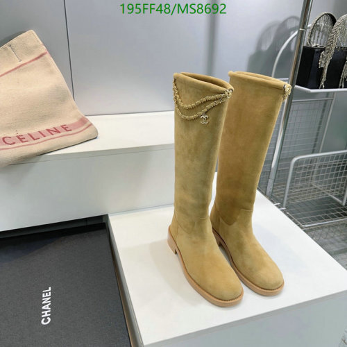 Chanel Women's Knee-High Boots Sheepskin & Leather, Beige, EU35-EU41