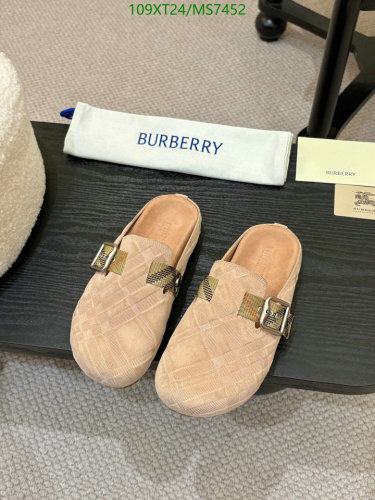 Burberry Women's Suede Mules with Buckle Detail - Beige, EU35-45