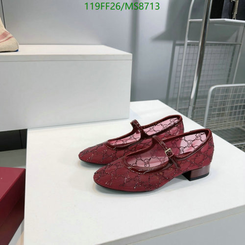 Gucci Women's MS8713 Red Sheepskin Leather Sole Mary Jane Shoes EU35-42