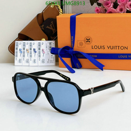 Louis Vuitton MG8913 Black Frame Aviator Sunglasses with Blue Lens 57-17-145