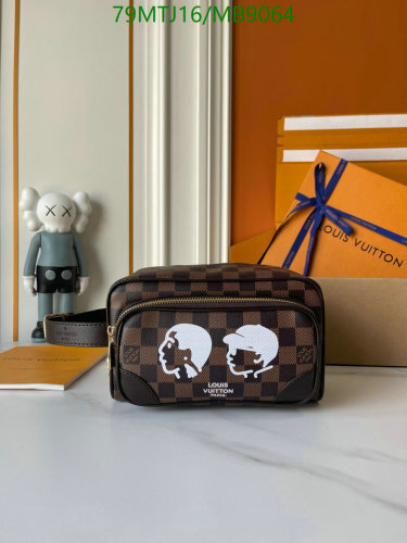 Louis Vuitton Damier Ebene Coated Canvas Leather Toiletry Bag 23 4 Louis Vuitton Damier Ebene Coated Canvas Leather Toiletry Bag 23