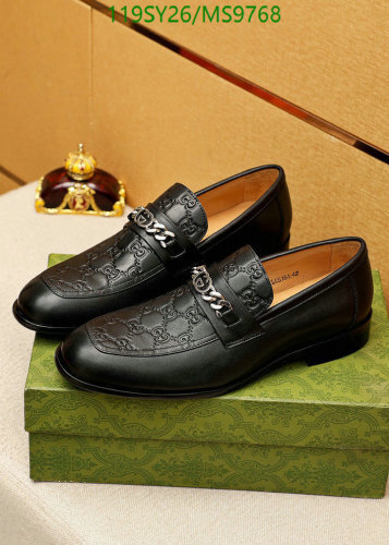 Gucci Men's Black Leather Loafers with Chain Detail EU38-EU47