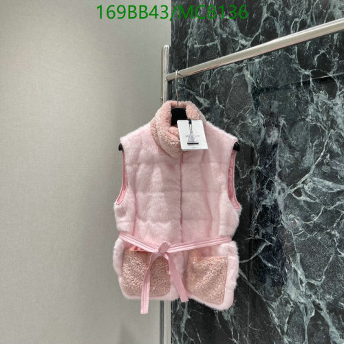 Moncler Pink Fur Vest with Belt, Cotton and Polyester, Women's Clothing