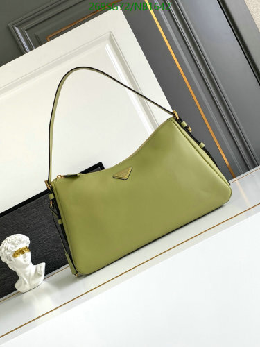 Prada Shoulder Bag in Light Green Calfskin Leather, 39 x 24 x 12 cm