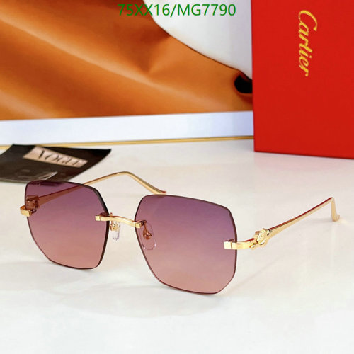 Cartier MG7790 Rimless Octagon Sunglasses, Gold Frame, Pink Gradient Lenses